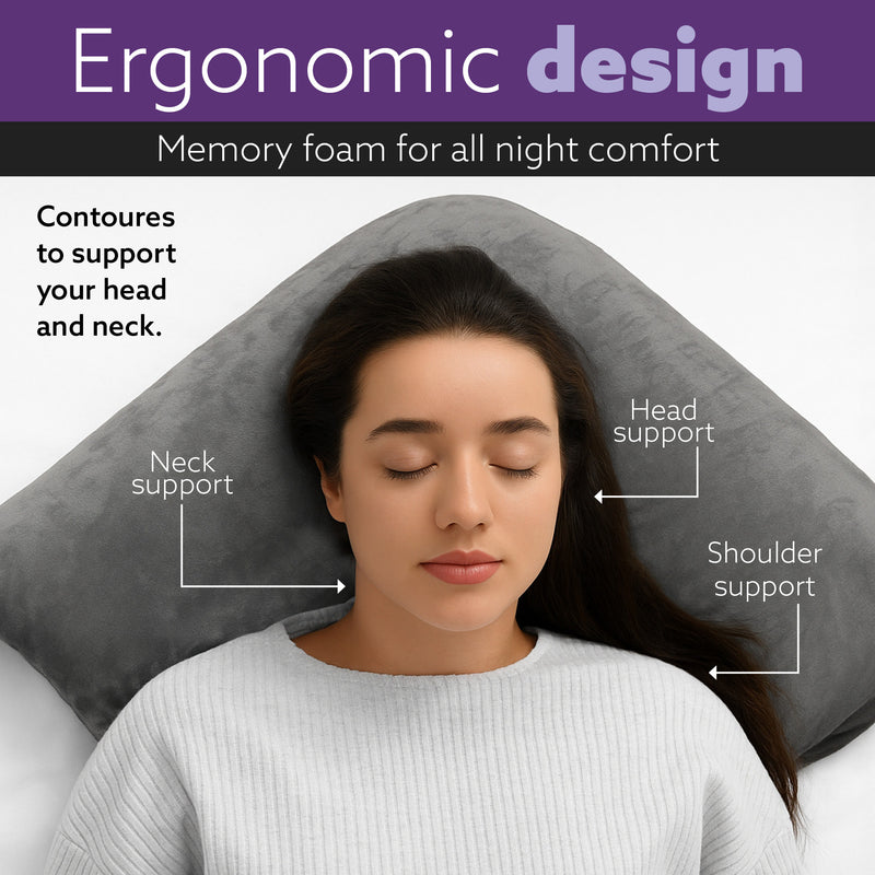 Aamira Aamira V Shaped Pillow Memory Foam Premium Pillow | Grey Bed Pillow
