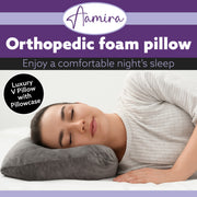 Aamira Aamira V Shaped Pillow Memory Foam Premium Pillow | Grey Bed Pillow