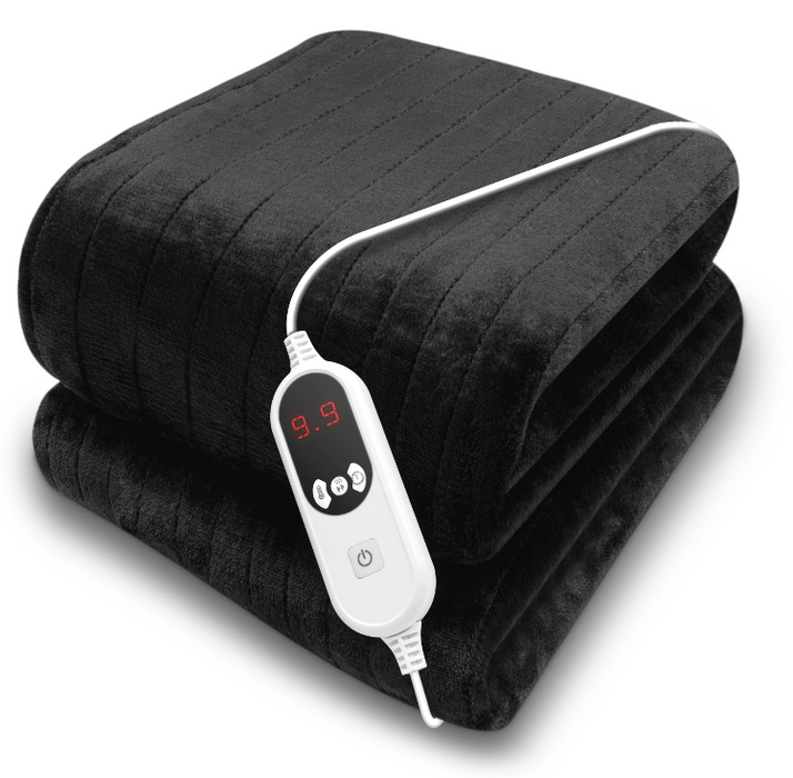 Purus Black Purus Premium Heated Throw Grey Electric Fleece Blanket Sofa Bed Throw 160 x 120cm
