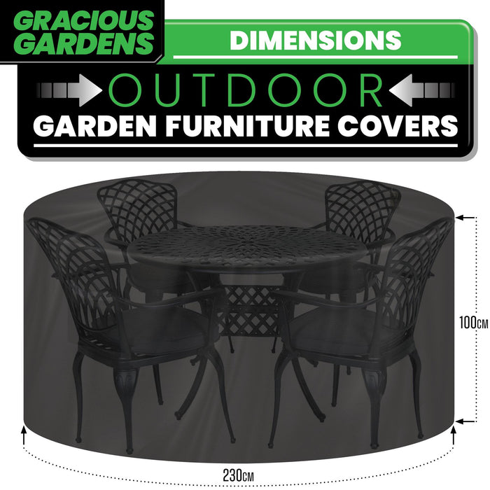 Gracious Gardens Garden Furniture Cover 230 x 100cm Round Heavy Duty Oxford Fabric
