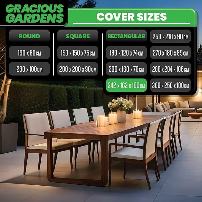 Gracious Gardens Garden Furniture Cover 242 x 162 x 100cm Rectangular Heavy Duty Oxford Fabric