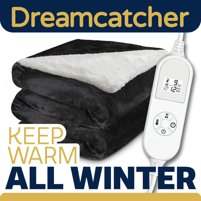 Dreamcatcher Dreamcatcher Black Electric Heated Throw | Sherpa Fleece Blanket