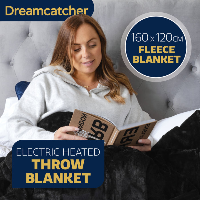 Dreamcatcher Dreamcatcher Black Electric Heated Throw | Sherpa Fleece Blanket