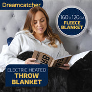 Dreamcatcher Dreamcatcher Black Electric Heated Throw | Soft Fleece Blanket with Timer