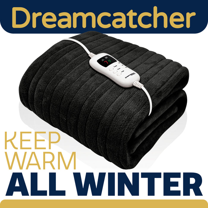 Dreamcatcher Dreamcatcher Black Heated Throw Blanket | Electric Fleece Throw