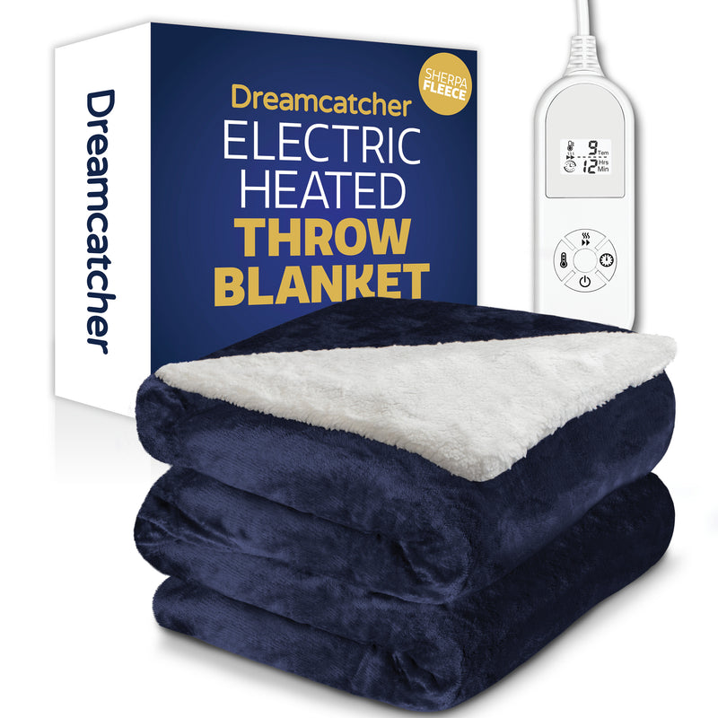 Dreamcatcher Dreamcatcher Blue Sherpa Fleece Electric Heated Throw Blanket 160 x 120cm