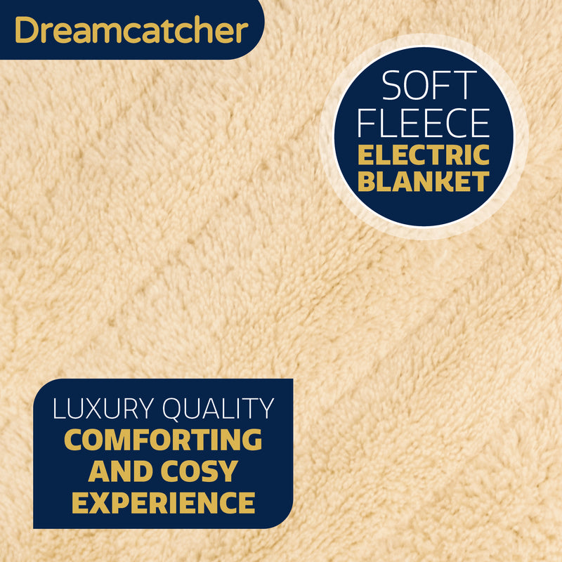 Dreamcatcher Dreamcatcher Cream Electric Heated Throw | Soft Fleece Blanket with Timer