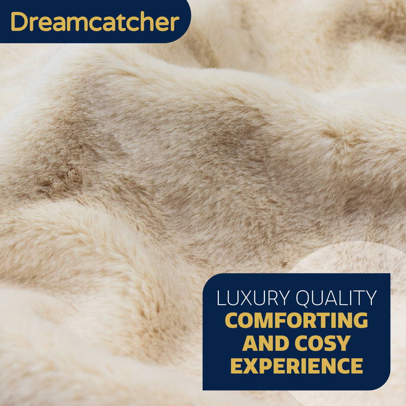 Dreamcatcher Dreamcatcher Cream Faux Fur Throw Blanket | Soft Fluffy Sofa Throw