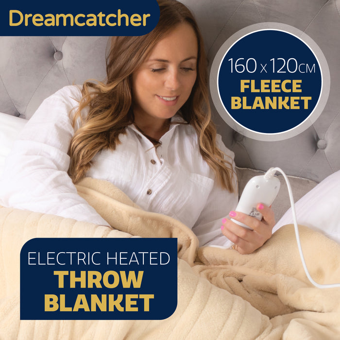 Dreamcatcher Dreamcatcher Cream Heated Throw Blanket | Electric Fleece Throw