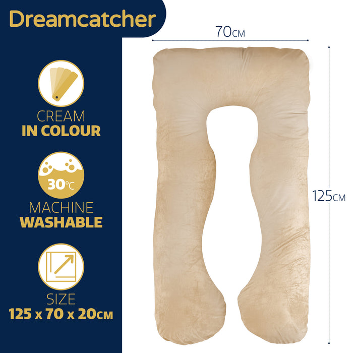 Dreamcatcher Dreamcatcher Cream U Shaped Pregnancy Pillow  Shredded Memory Foam