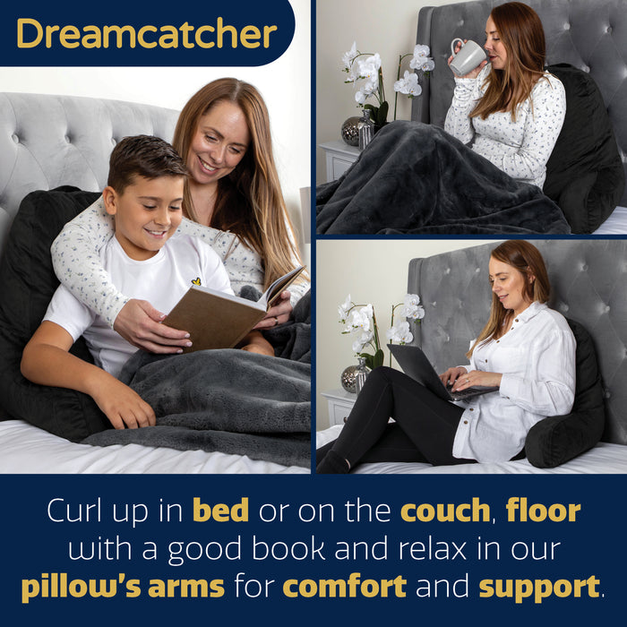 Dreamcatcher Dreamcatcher Cuddle Cushion Black | Memory Foam Back Support Reading Pillow