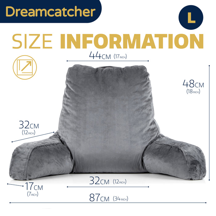Dreamcatcher Dreamcatcher Cuddle Cushion Grey | Memory Foam Back Support Reading Pillow