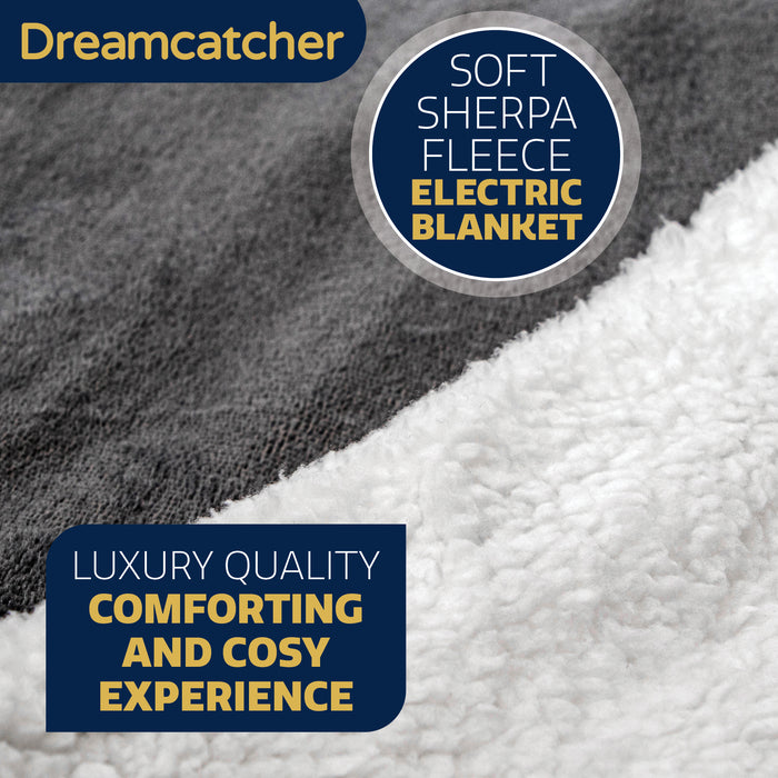 Dreamcatcher Dreamcatcher Dark Grey Electric Heated Throw | Sherpa Fleece Blanket