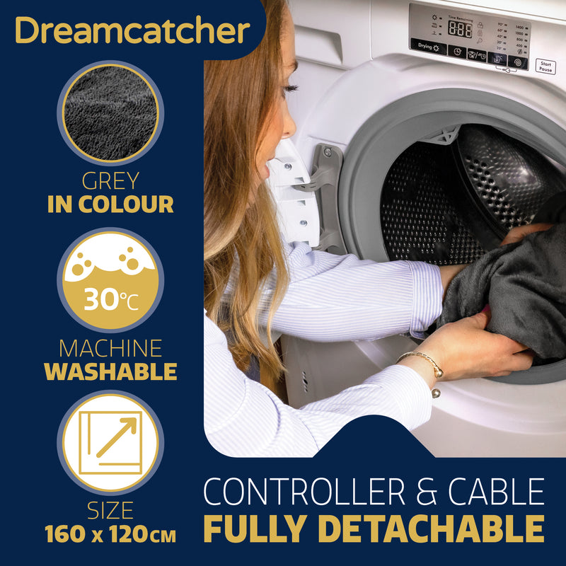 Dreamcatcher Dreamcatcher Dark Grey Electric Heated Throw | Sherpa Fleece Blanket