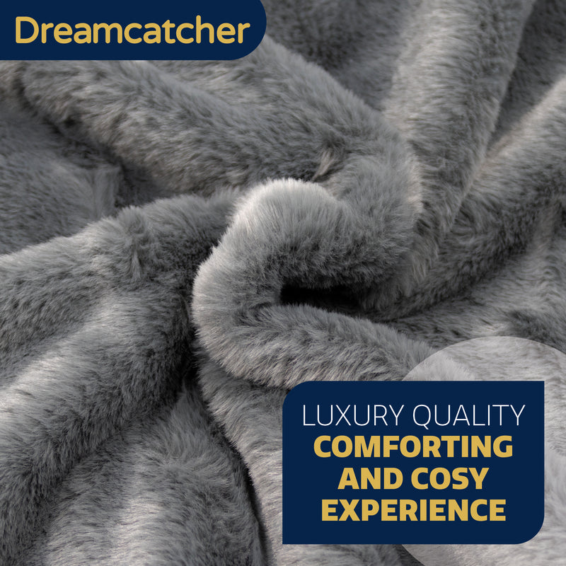 Dreamcatcher Dreamcatcher Deluxe Electric Heated Throw Faux Fur Grey Soft Heated Blanket 160 x 130cm