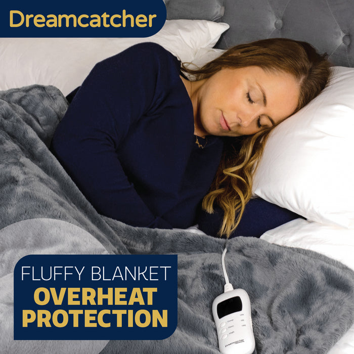 Dreamcatcher Dreamcatcher Deluxe Electric Heated Throw Faux Fur Grey Soft Heated Blanket 160 x 130cm