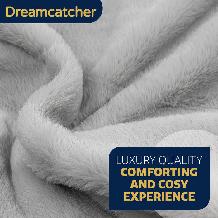 Dreamcatcher Dreamcatcher Deluxe Electric Heated Throw Faux Fur Light Grey Soft Heated Blanket 160 x 130cm