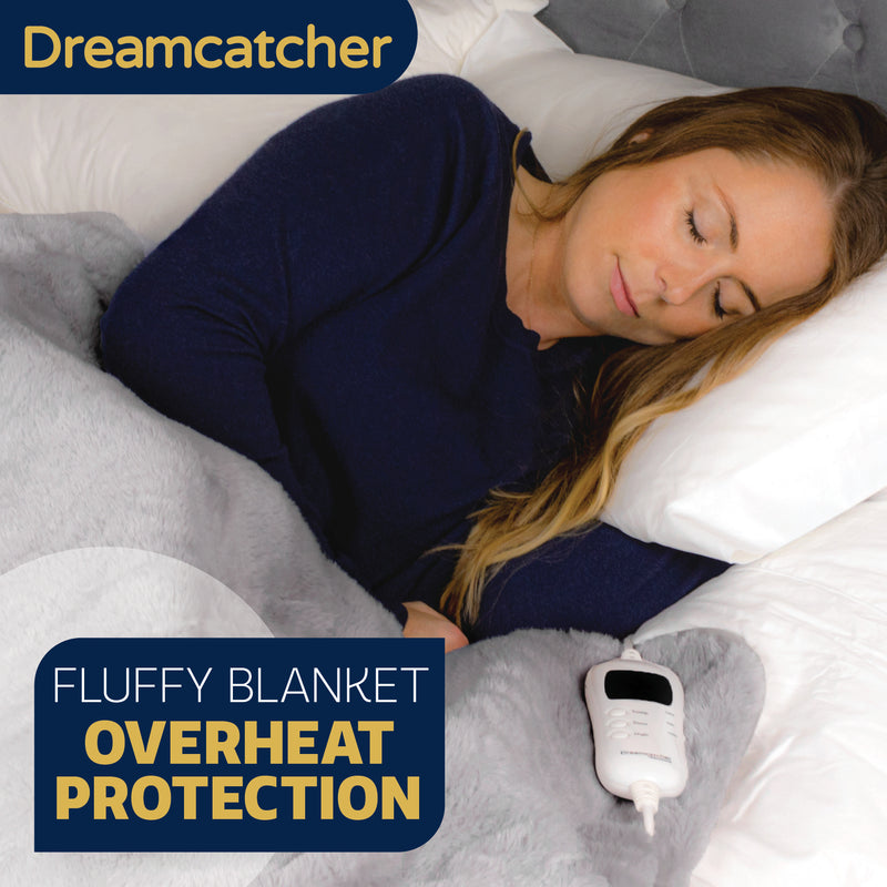 Dreamcatcher Dreamcatcher Deluxe Electric Heated Throw Faux Fur Light Grey Soft Heated Blanket 160 x 130cm