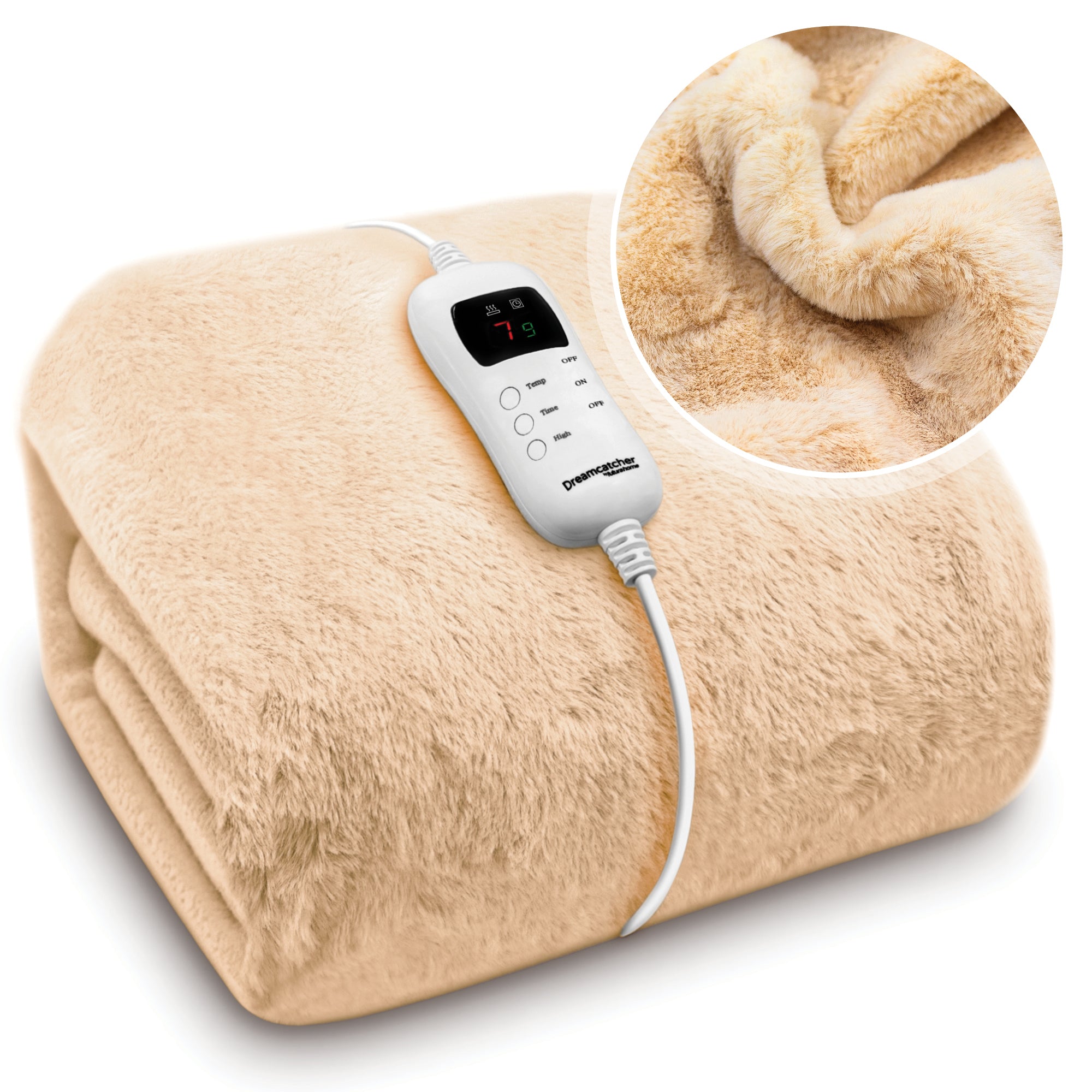 Dreamcatcher Cream Electric Heated Throw | Faux Fur Heated Blanket