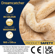 Dreamcatcher Dreamcatcher Deluxe Electric Heated Throw Faux Fur Natural Soft Heated Blanket 160 x 130cm