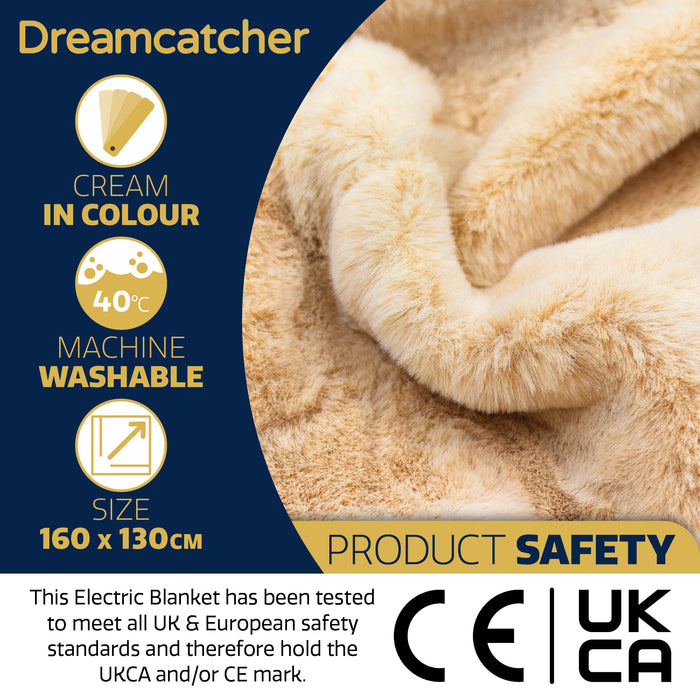 Dreamcatcher Dreamcatcher Deluxe Electric Heated Throw Faux Fur Natural Soft Heated Blanket 160 x 130cm