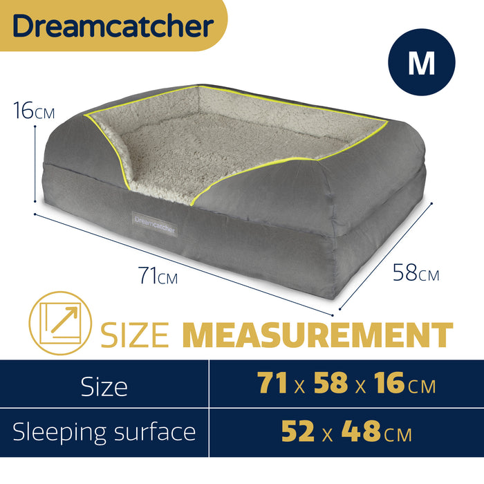 Dreamcatcher Dreamcatcher Dog Bed | Memory Foam Orthopedic Grey Medium Bolster Pet Bed
