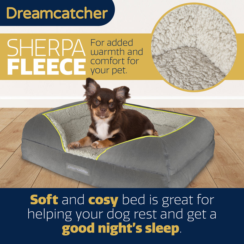 Dreamcatcher Dreamcatcher Dog Bed | Memory Foam Orthopedic Grey Medium Bolster Pet Bed