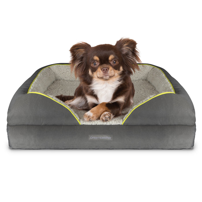 Dreamcatcher Dreamcatcher Dog Bed | Memory Foam Orthopedic Grey Medium Bolster Pet Bed