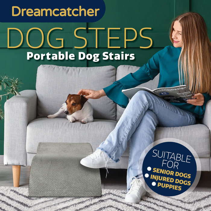 Dreamcatcher Dreamcatcher Dog Steps | 2 Stair Steps High Density Foam Pet Stairs for Bed