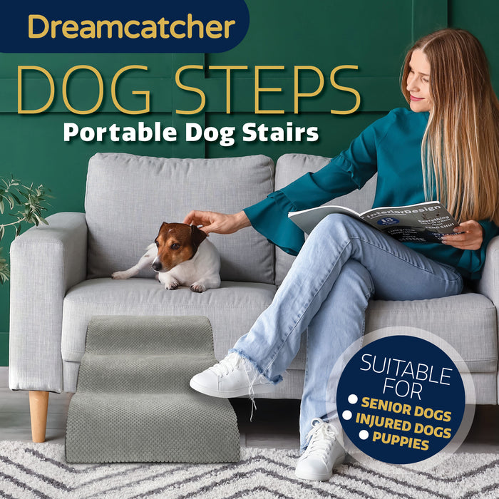 Dreamcatcher Dreamcatcher Dog Steps | 3 Stair Steps High Density Foam Pet Stairs for Bed