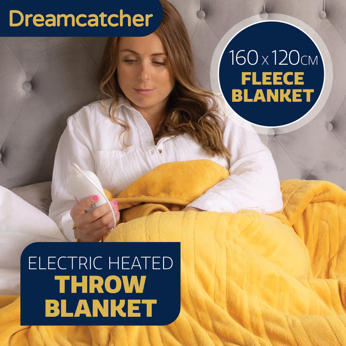 Dreamcatcher Dreamcatcher Gold Electric Heated Throw | Soft Fleece Blanket with Timer