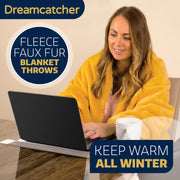Dreamcatcher Dreamcatcher Gold Faux Fur Throw Blanket | Soft Fluffy Sofa Throw