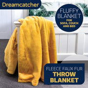 Dreamcatcher Dreamcatcher Gold Faux Fur Throw Blanket | Soft Fluffy Sofa Throw