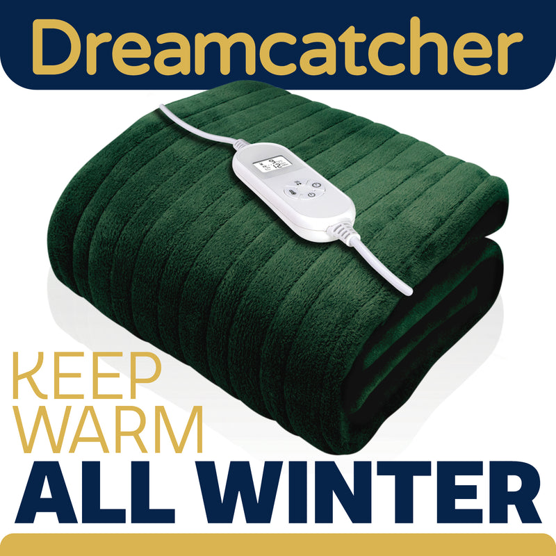 Dreamcatcher Dreamcatcher Green Electric Heated Throw | Soft Fleece Blanket with Timer