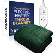 Dreamcatcher Dreamcatcher Green Electric Heated Throw | Soft Fleece Blanket with Timer