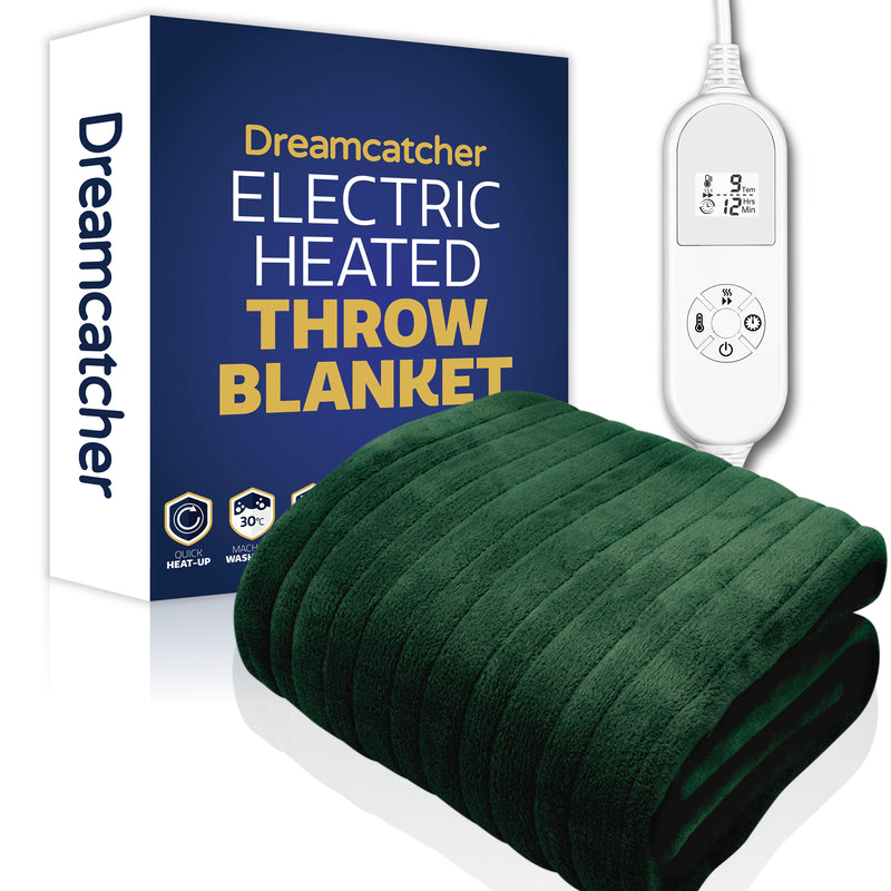 Dreamcatcher Dreamcatcher Green Electric Heated Throw | Soft Fleece Blanket with Timer