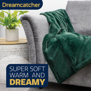 Dreamcatcher Dreamcatcher Green Faux Fur Throw Blanket | Soft Fluffy Sofa Throw