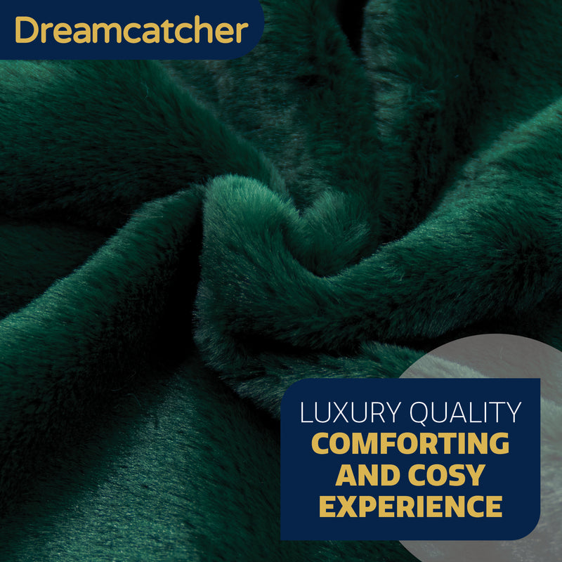 Dreamcatcher Dreamcatcher Green Faux Fur Throw Blanket | Soft Fluffy Sofa Throw