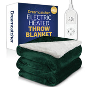 Dreamcatcher Dreamcatcher Green Sherpa Fleece Electric Heated Throw Blanket 160 x 120cm