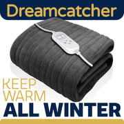 Dreamcatcher Dreamcatcher Grey Electric Heated Throw | Soft Fleece Blanket with Timer