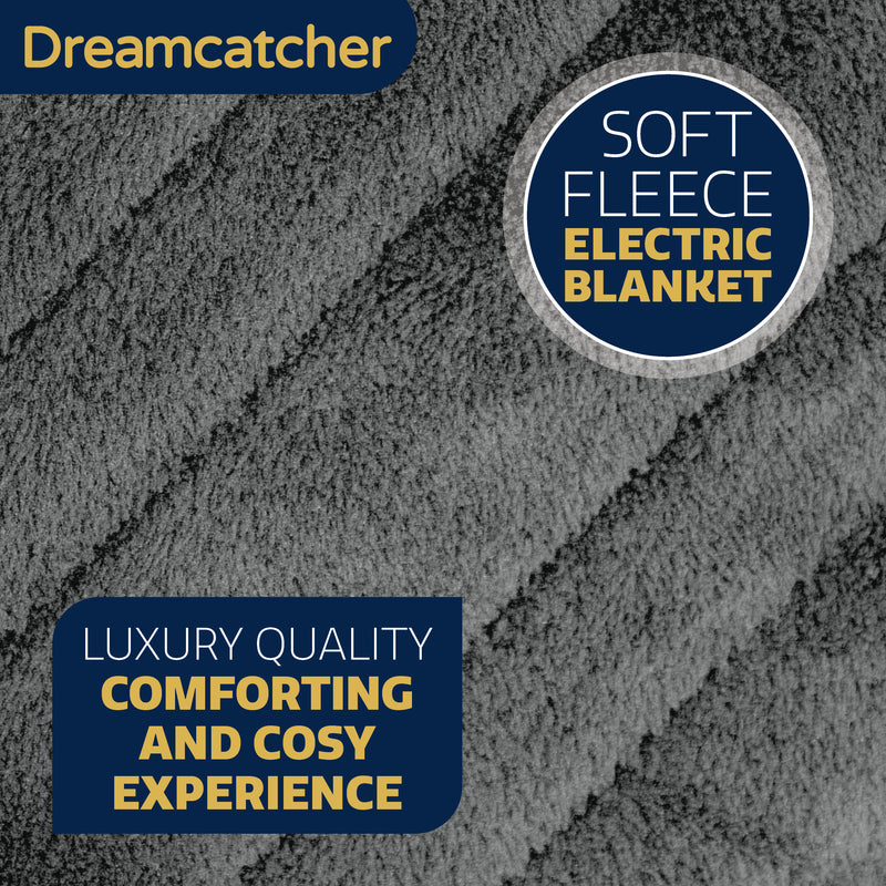 Dreamcatcher Dreamcatcher Grey Electric Heated Throw | Soft Fleece Blanket with Timer