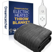 Dreamcatcher Dreamcatcher Grey Electric Heated Throw | Soft Fleece Blanket with Timer