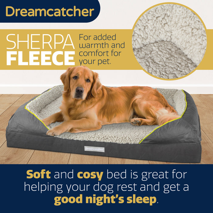Dreamcatcher Dreamcatcher Grey Extra Large Dog Bed Orthopaedic Memory Foam 106x80x16cm