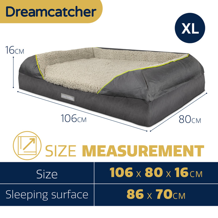 Dreamcatcher Dreamcatcher Grey Extra Large Dog Bed Orthopaedic Memory Foam 106x80x16cm