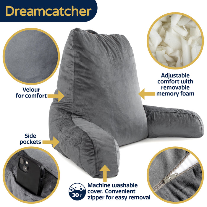 Dreamcatcher Dreamcatcher Grey Reading Pillow Large Shredded Memory Foam Cuddle Cushion