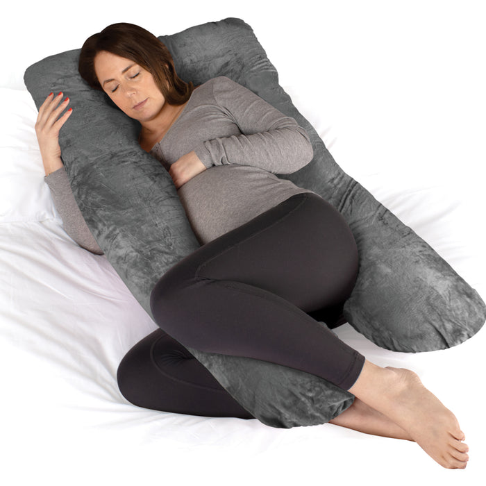 Dreamcatcher Dreamcatcher Grey U Shaped Pregnancy Pillow Shredded Memory Foam