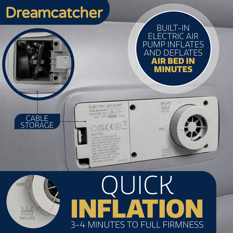 Dreamcatcher Dreamcatcher King Size Air Bed Mattress | Inflatable Blow Up With Built in Pump