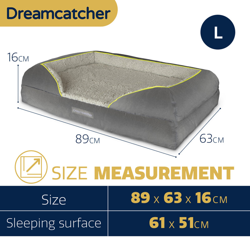 Dreamcatcher Dreamcatcher Large Dog Bed | Memory Foam Orthopedic Grey Bolster Pet Bed
