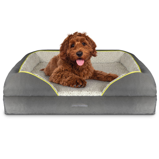 Dreamcatcher Dreamcatcher Large Dog Bed | Memory Foam Orthopedic Grey Bolster Pet Bed