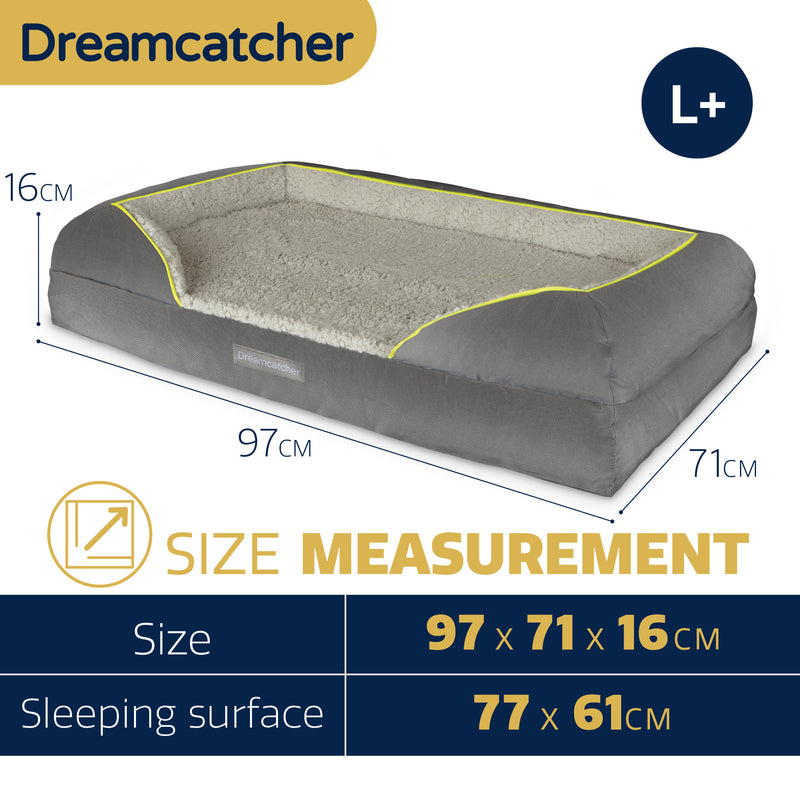 Dreamcatcher Dreamcatcher Large Plus Dog Bed | Memory Foam Orthopedic Grey Bolster Pet Bed